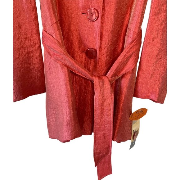 •SOLD•NINE WEST Azalea Shiny Pink Vintage Button-Up Short Dress Jacket NWT Small - Picture 5 of 8